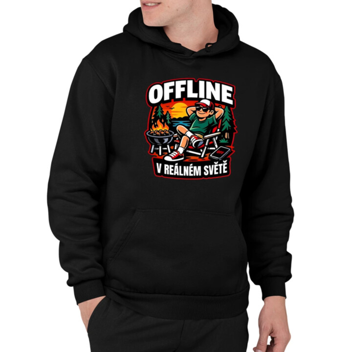 Offline v reálném světě - pánská mikina s potiskem