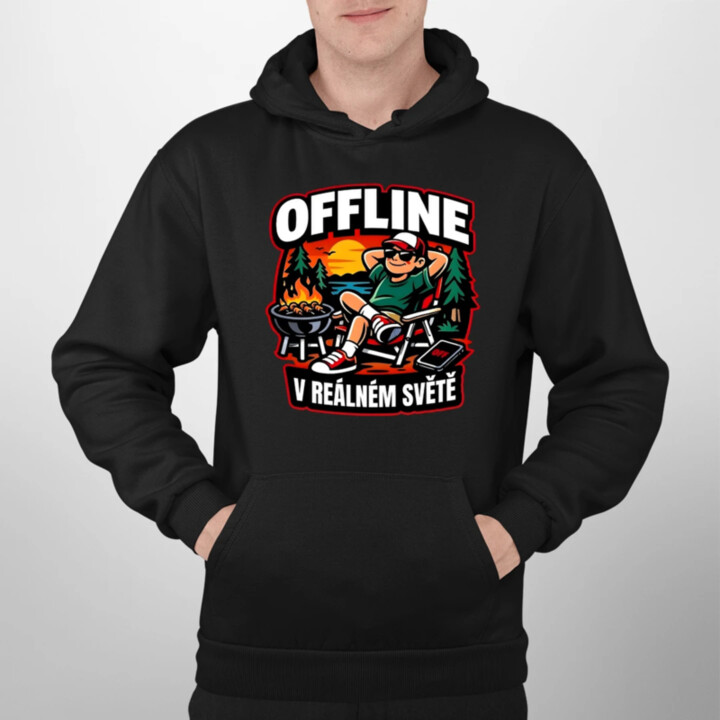 Offline v reálném světě - pánská mikina s potiskem