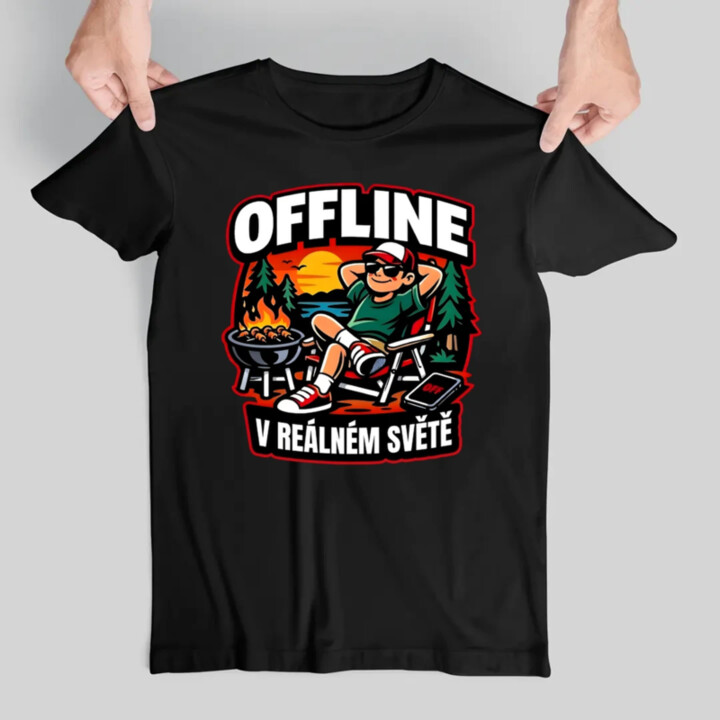 Offline v reálném světě - pánské tričko s potiskem