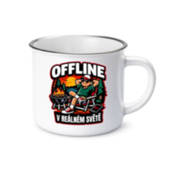 Offline v reálném světě  - keramický smaltovaný hrneček s potiskem