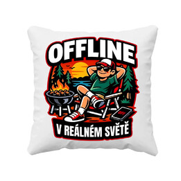 Offline v reálném světě - polštář s potiskem