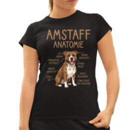 Amstaff – anatomie  - dámské tričko s potiskem