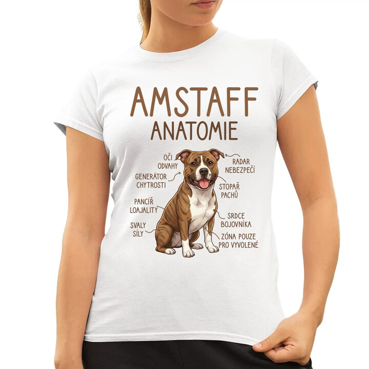 Amstaff - anatomie  - dámské tričko s potiskem
