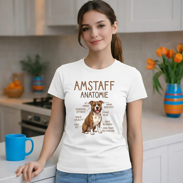 Amstaff - anatomie  - dámské tričko s potiskem