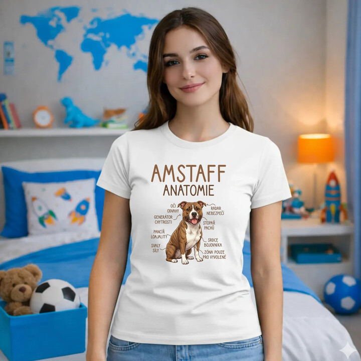 Amstaff - anatomie  - dámské tričko s potiskem