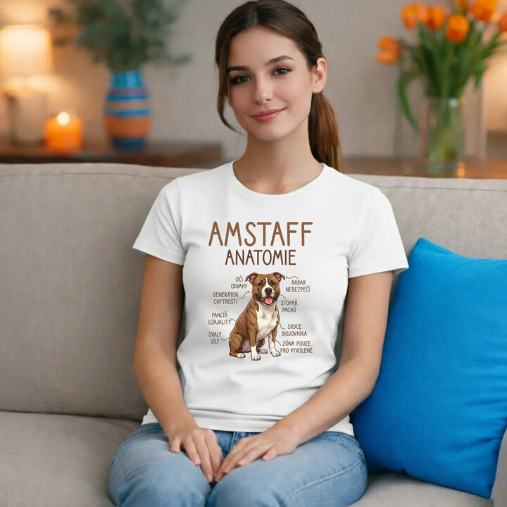 Amstaff - anatomie  - dámské tričko s potiskem