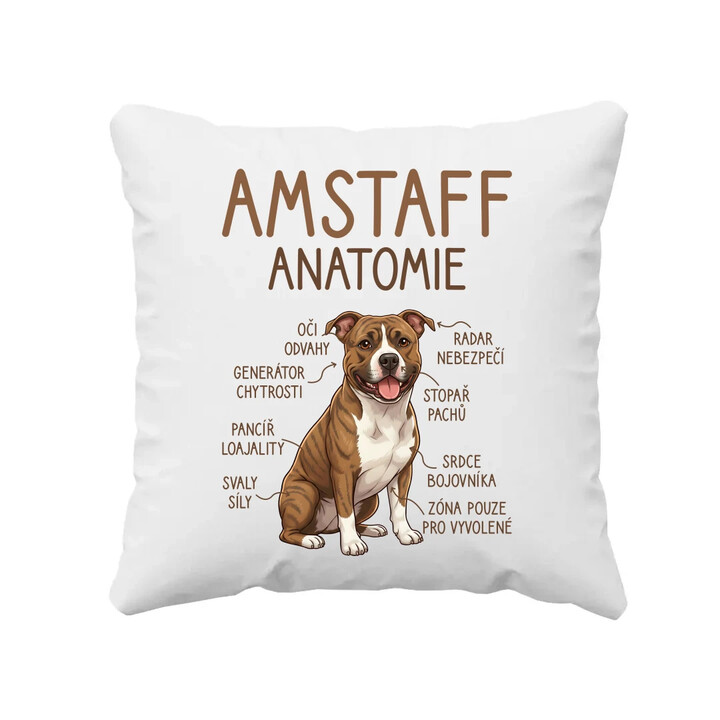 Amstaff - anatomie - polštář s potiskem