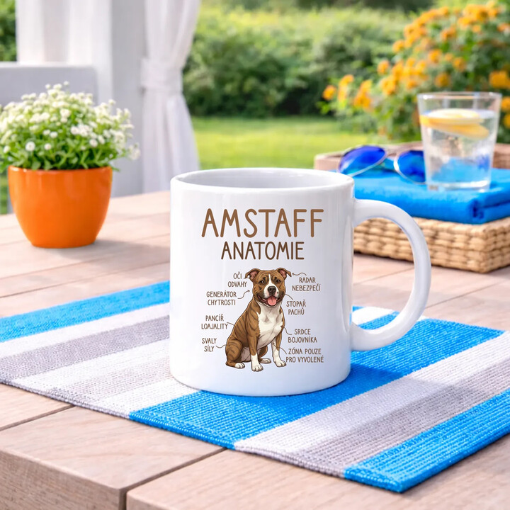 Amstaff - anatomie - hrnek s potiskem