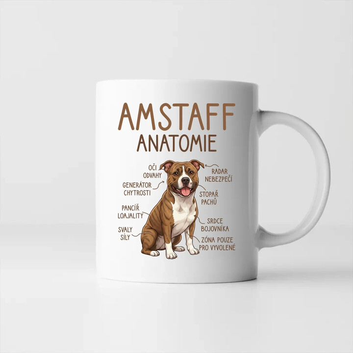Amstaff - anatomie - hrnek s potiskem