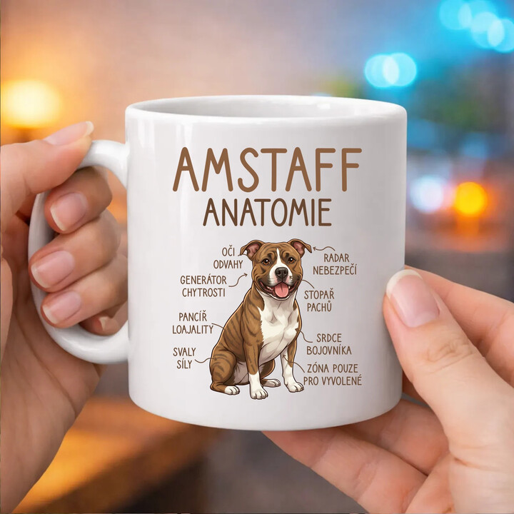 Amstaff - anatomie - hrnek s potiskem