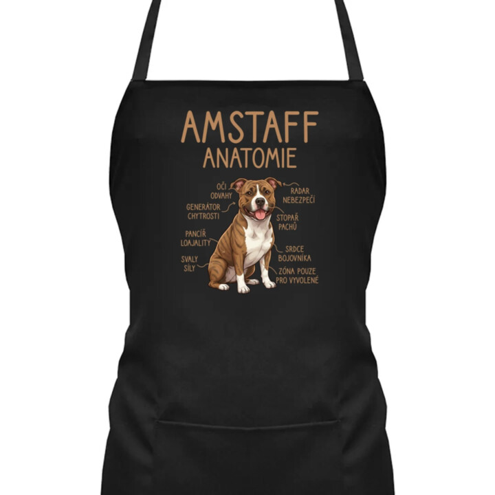 Amstaff – anatomie - zástěra s potiskem