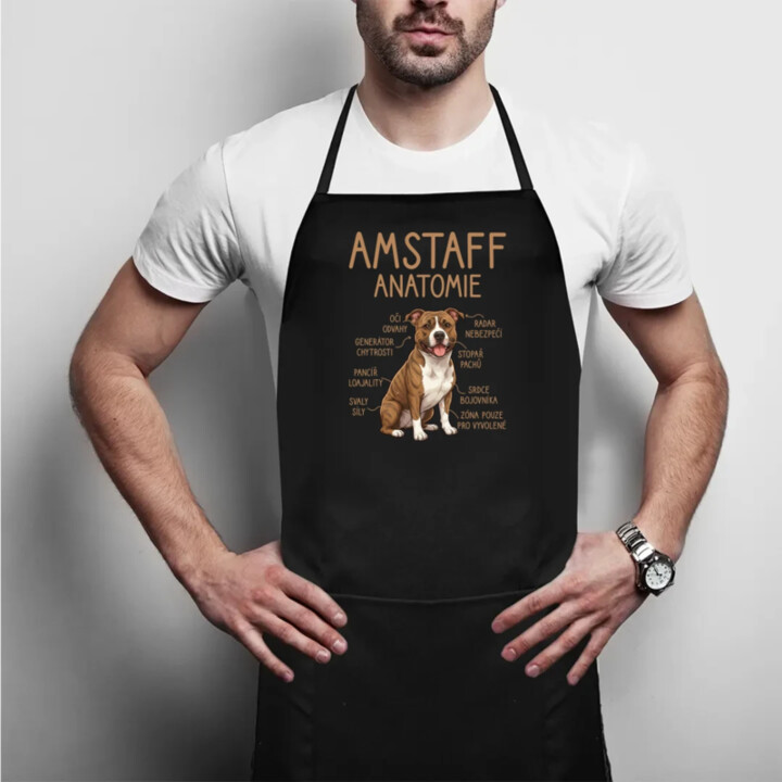 Amstaff – anatomie - zástěra s potiskem