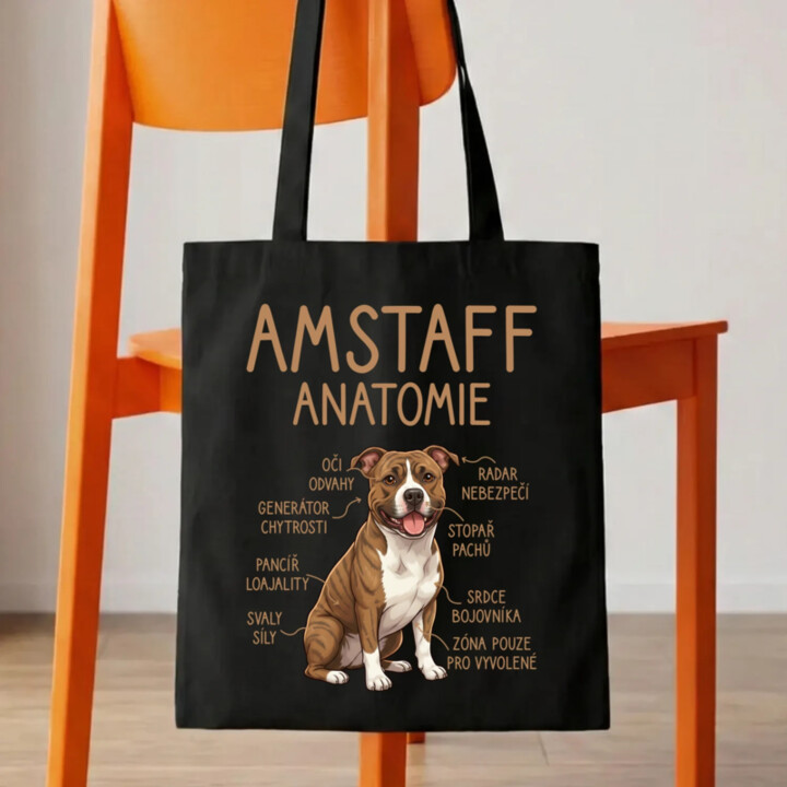 Amstaff – anatomie - taška s potiskem