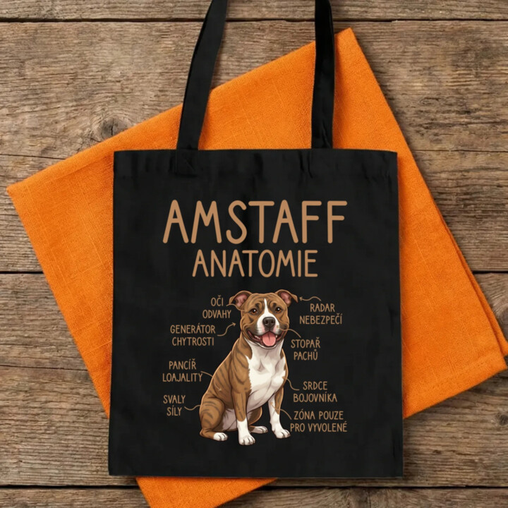 Amstaff – anatomie - taška s potiskem