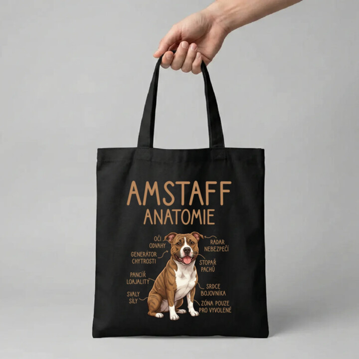 Amstaff – anatomie - taška s potiskem