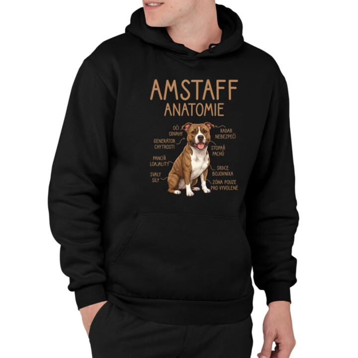 Amstaff – anatomie - pánská mikina s potiskem