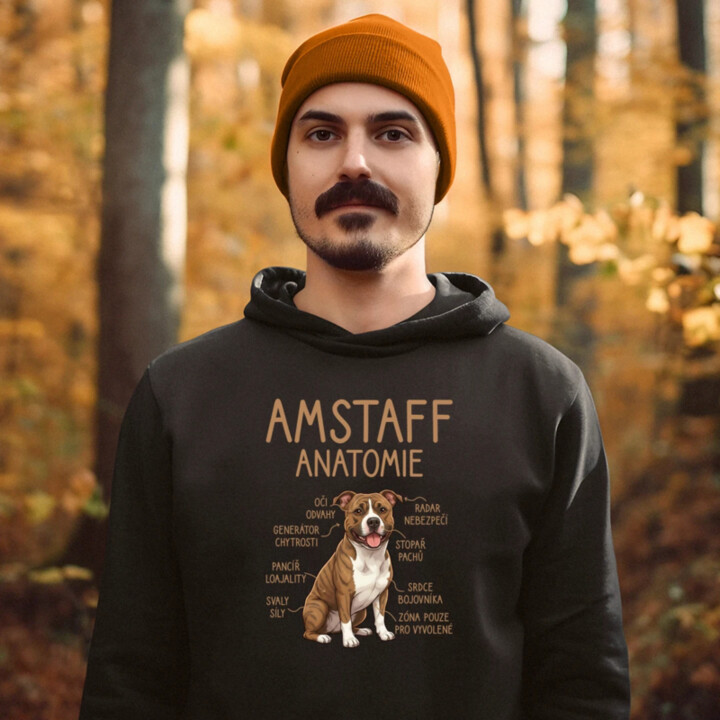 Amstaff – anatomie - pánská mikina s potiskem