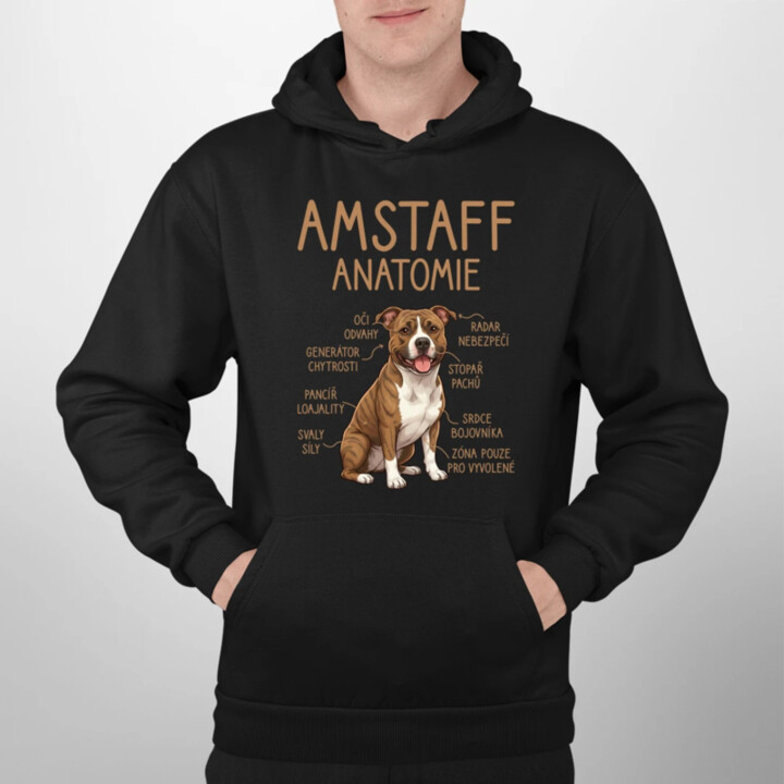 Amstaff – anatomie - pánská mikina s potiskem