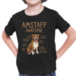 Amstaff – anatomie - dětské tričko s potiskem