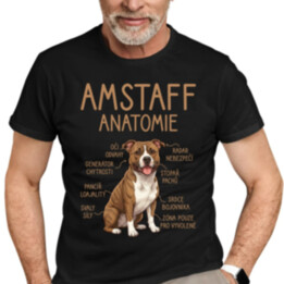 Amstaff – anatomie - pánské tričko s potiskem