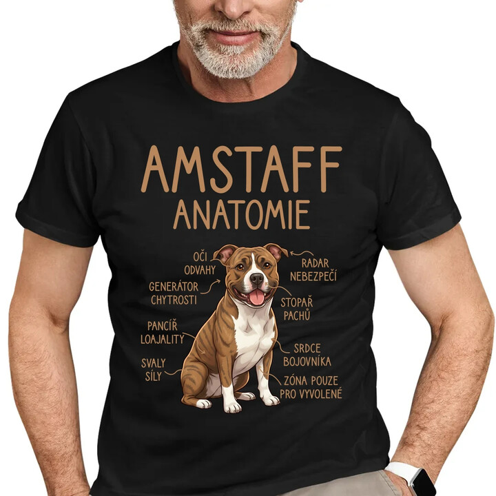 Amstaff - anatomie - pánské tričko s potiskem