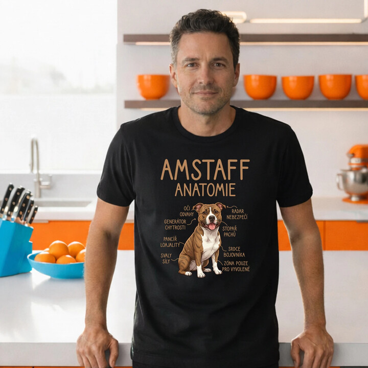 Amstaff - anatomie - pánské tričko s potiskem