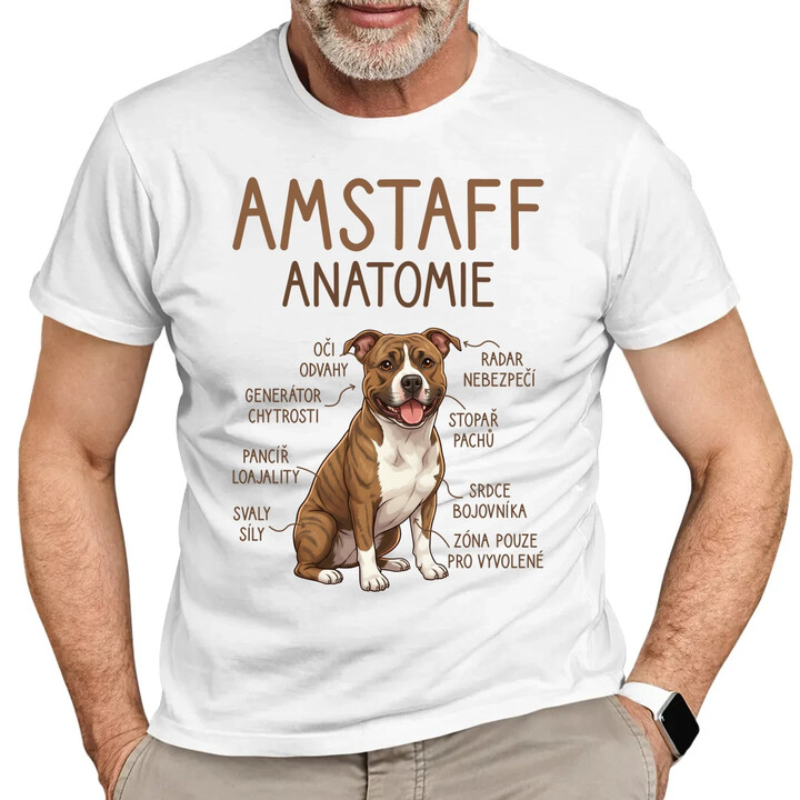 Amstaff - anatomie - pánské tričko s potiskem