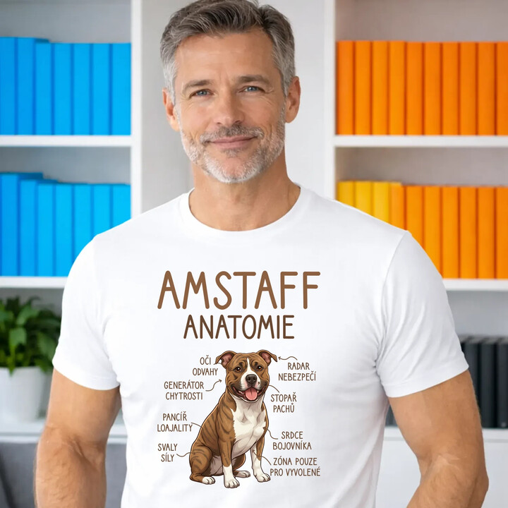 Amstaff - anatomie - pánské tričko s potiskem