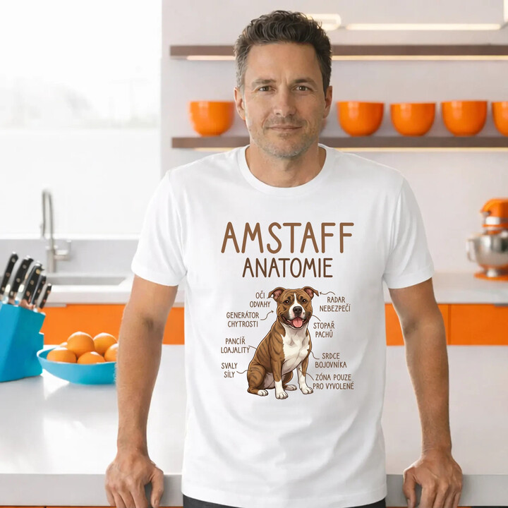 Amstaff - anatomie - pánské tričko s potiskem
