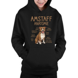Amstaff – anatomie - dětská mikina s kapucí