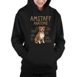 Amstaff – anatomie - dětská mikina s kapucí