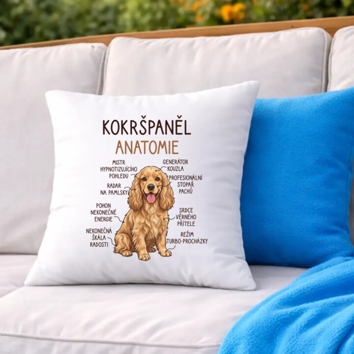 Cocker Spaniel anatomia - polštář s potiskem