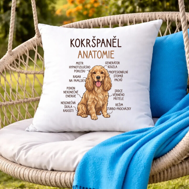 Cocker Spaniel anatomia - polštář s potiskem