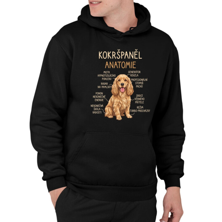 Cocker Spaniel anatomia - pánská mikina s potiskem