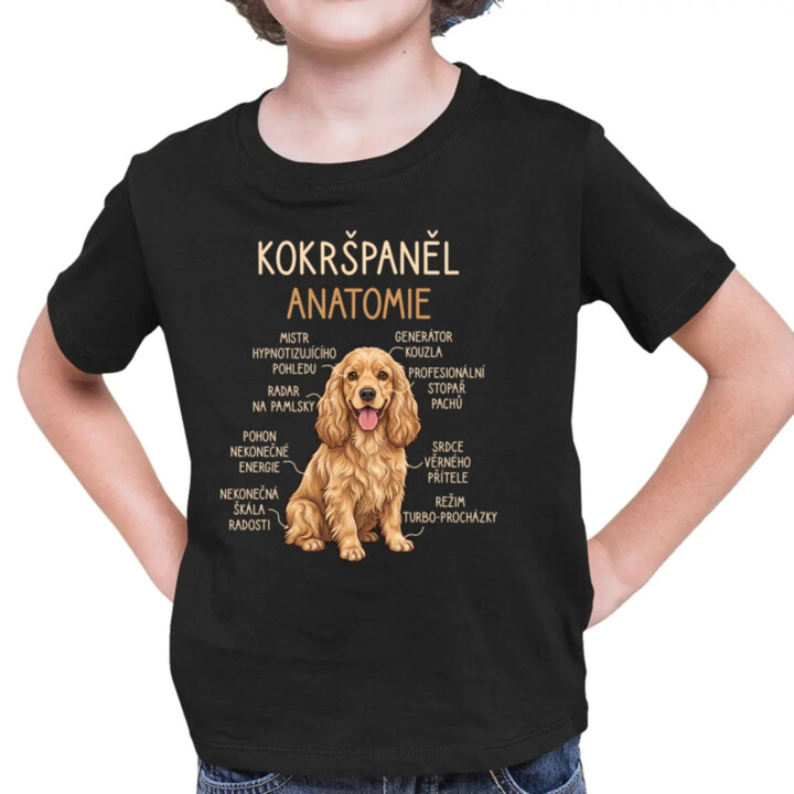 Cocker Spaniel anatomia - dětské tričko s potiskem