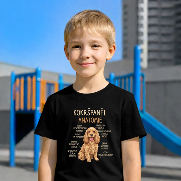 Cocker Spaniel anatomia - dětské tričko s potiskem
