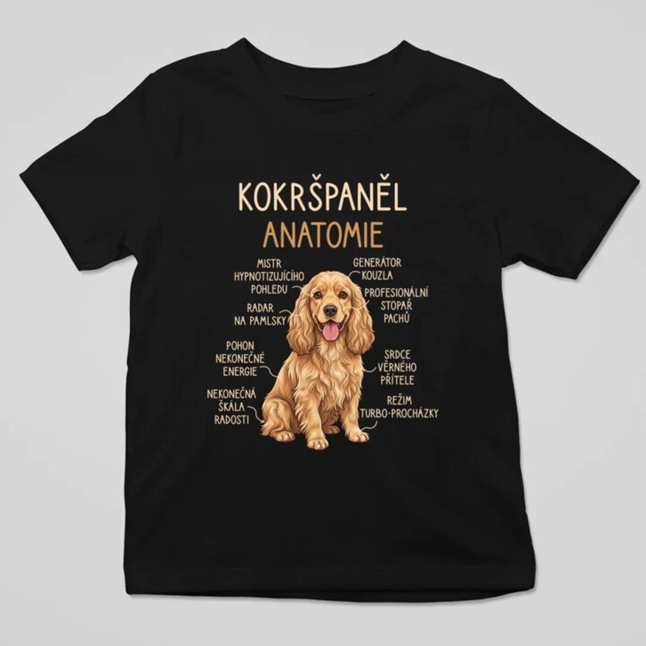Cocker Spaniel anatomia - dětské tričko s potiskem