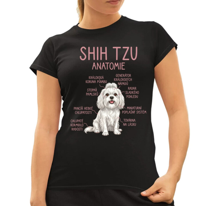 Shih Tzu – anatomie  - dámské tričko s potiskem