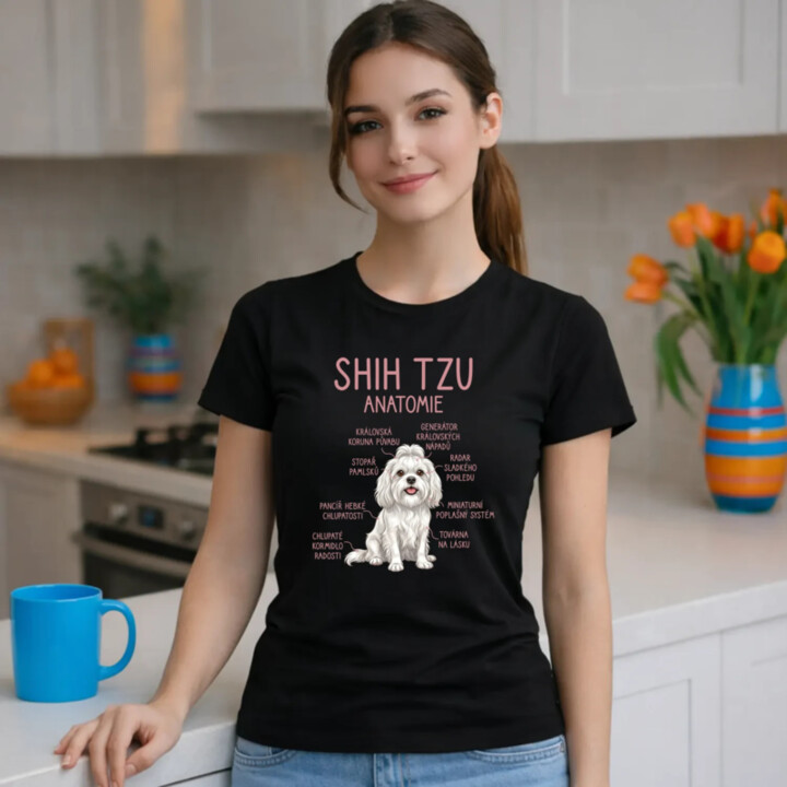 Shih Tzu – anatomie  - dámské tričko s potiskem