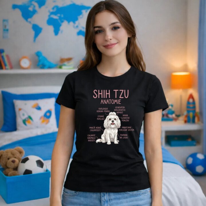 Shih Tzu – anatomie  - dámské tričko s potiskem