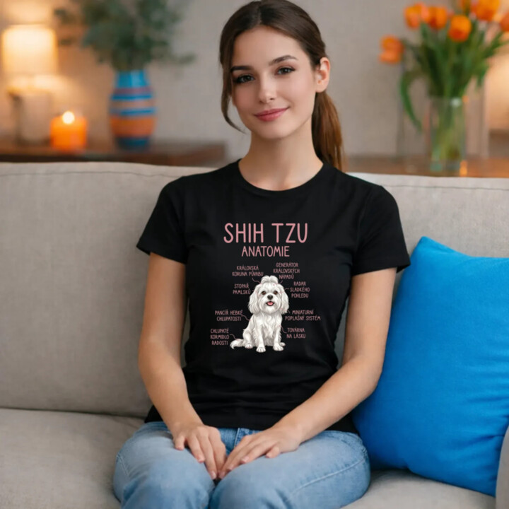 Shih Tzu – anatomie  - dámské tričko s potiskem