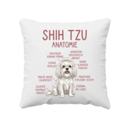 Shih Tzu – anatomie - polštář s potiskem