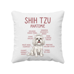 Shih Tzu – anatomie - polštář s potiskem