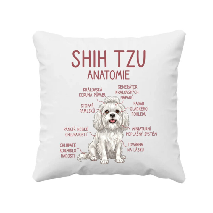 Shih Tzu – anatomie - polštář s potiskem