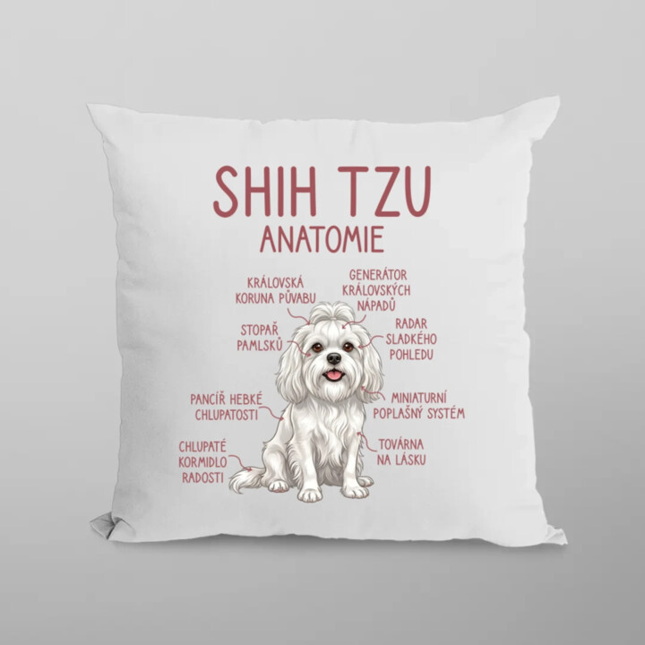 Shih Tzu – anatomie - polštář s potiskem