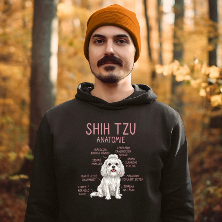 Shih Tzu – anatomie - pánská mikina s potiskem