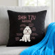 Shih Tzu – anatomie - černý polštář s potiskem