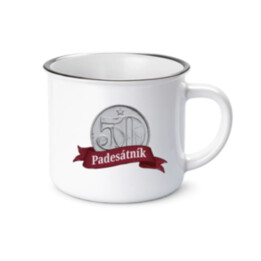 Padesátník  - keramický smaltovaný hrneček s potiskem