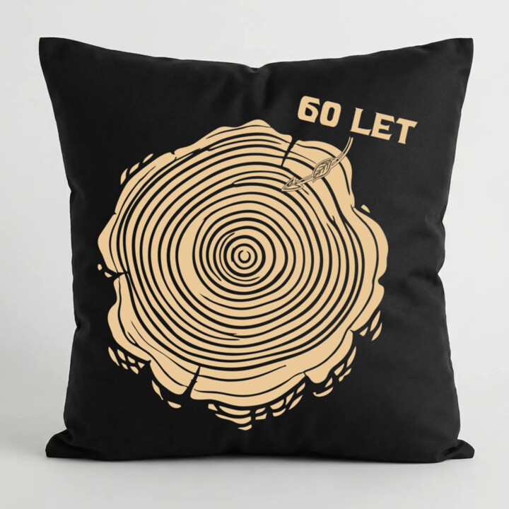 Letokruhy - 60 let - černý polštář s potiskem