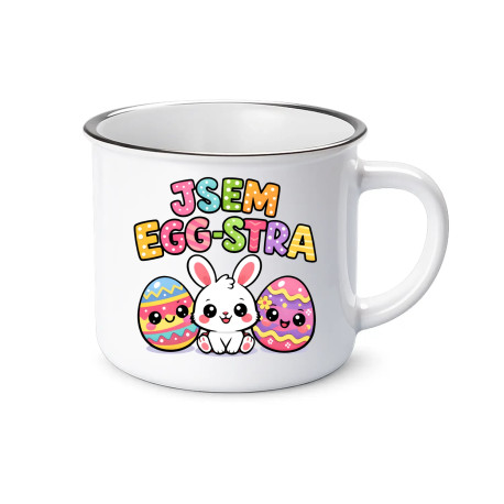 Jsem egg-stra  - keramický smaltovaný hrneček s potiskem